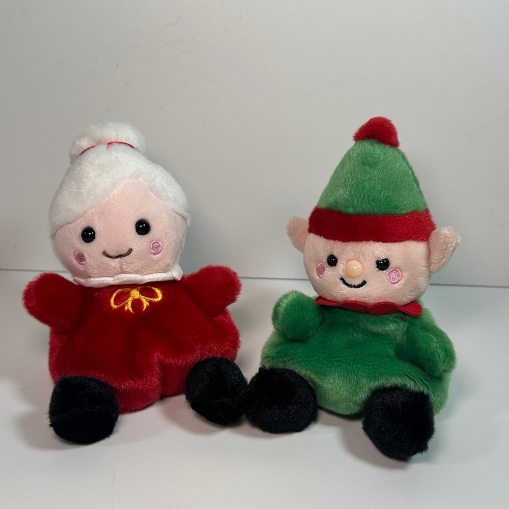 Palm Pals Mrs Claus and Elf Plush Set Aurora World Holiday Christmas Stuffed Toy